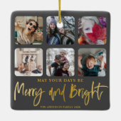 メリー明るいフェイク金ゴールド6フォトクリスマス セラミックオーナメント (裏面)