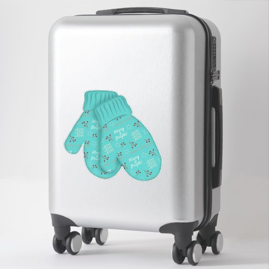 メリー明るいミトン |クリスマス |大きい休日 シール (スーツケース)