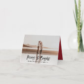 メリー明るいモダン写真のミニマルクリスマス シーズンカード (正面)