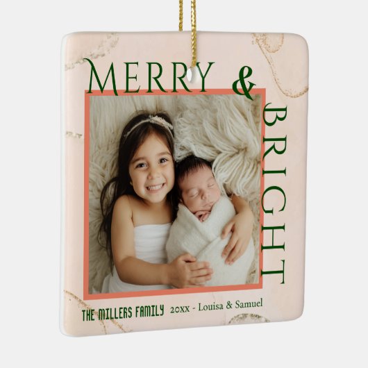 メリー明るいモダン1はっきりした枚のクリスマス セラミックオーナメント (右)