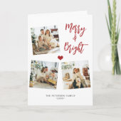 メリー明るいモダン3枚の写真コラージュ カード (正面)