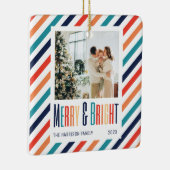 メリー明るいレトロカラフルストライプ写真 セラミックオーナメント (右)