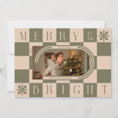 メリー明るいレトロ市松模様にのChristmas Arch写真 シーズンカード (正面)
