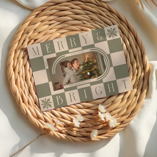 メリー明るいレトロ市松模様にのChristmas Arch写真 シーズンカード