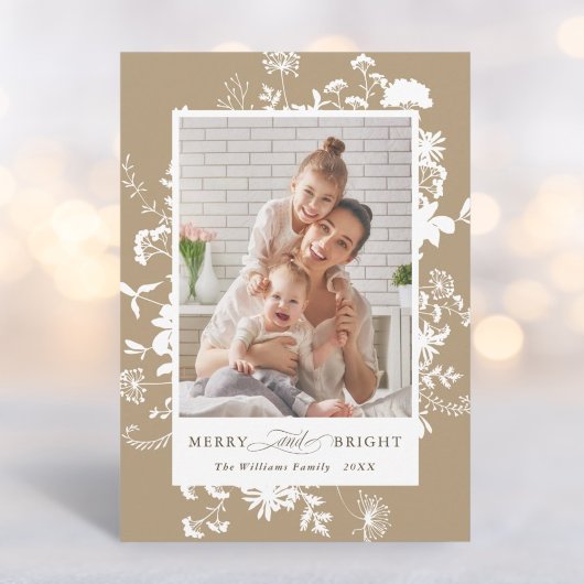 メリー明るいワイルドフラワーシルエットフォトタン シーズンカード