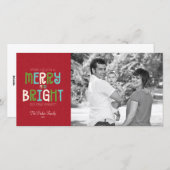 メリー明るい休日のフォトグリーティング シーズンカード (正面/裏面)