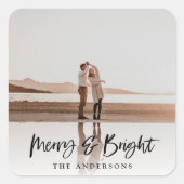 メリー明るい写モダン真のクリスマス スクエアシール (正面)