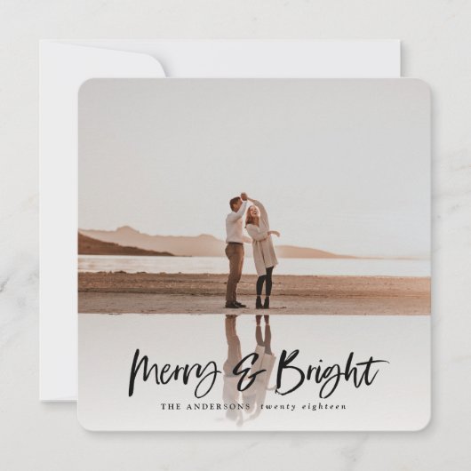メリー明るい写真モダンのクリスマスカード シーズンカード (正面)