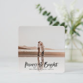 メリー明るい写真モダンのクリスマスカード シーズンカード (スタンド正面)