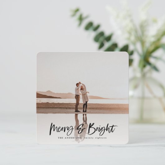 メリー明るい写真モダンのクリスマスカード シーズンカード (スタンド正面)