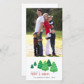 メリー明るい木の縦の写真クリスマス シーズンカード (正面/裏面)