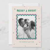 メリー明るい正方形フレームピンク+緑 シーズンカード (正面)