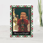 メリー明るい素朴タータンチェックまたはPlaid写真 シーズンカード (正面)