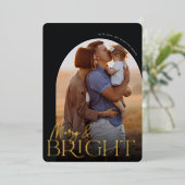 メリー明るい縦型フォトアーチ 箔シーズンカード (立ち正面)