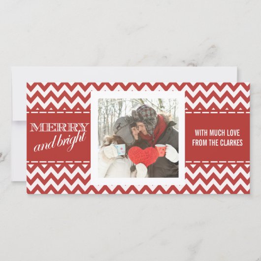 メリー明るい赤い山形の写真グリーティングカード シーズンカード (正面)