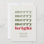 メリー明るい赤モダンミニマルのクリスマス写真 シーズンカード (正面)