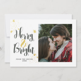 メリー明るい金ゴールドモダンフォトカード シーズンカード