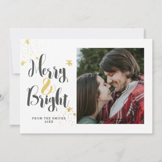 メリー明るい金ゴールドモダンフォトカード シーズンカード (正面)