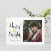 メリー明るい金ゴールドモダンフォトカード シーズンカード (スタンド正面)
