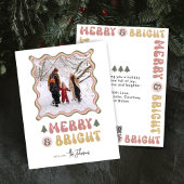 メリー明るい80sカラフルレトロ写真クリスマス シーズンカード