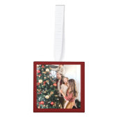 メリー明るい |エレガントクリスマス3家族の写真 キューブオーナメント (正面)