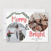 メリー明るい | エレガントトレンディー2写真クリスマス シーズンカード (正面)