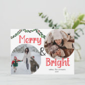 メリー明るい | エレガントトレンディー2写真クリスマス シーズンカード (スタンド正面)
