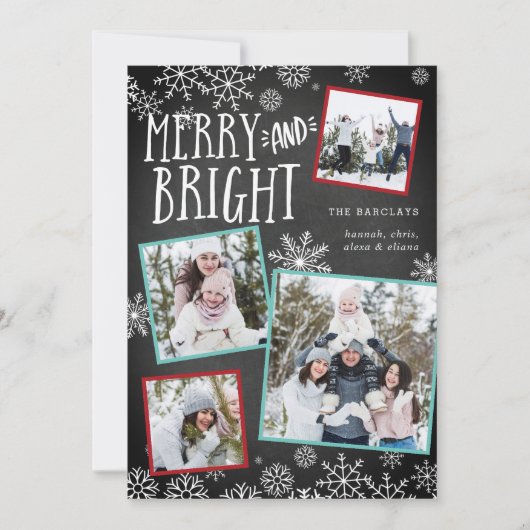 メリー明るい |クリスマスフォトコラージュカード シーズンカード (正面)