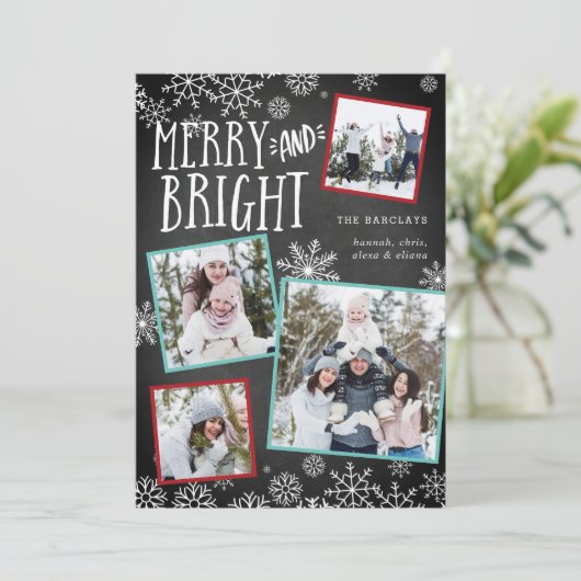 メリー明るい |クリスマスフォトコラージュカード シーズンカード (スタンド正面)