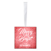 メリー明るい |グリッタークリスマス3家族の写真 キューブオーナメント (右)