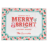 メリー明るい | ピンクと赤のホリー | カスタマイズ ラージペーパーバッグ (裏面)