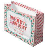 メリー明るい | ピンクと赤のホリー | カスタマイズ ラージペーパーバッグ (正面アングル)