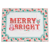 メリー明るい | ピンクと赤のホリー ラージペーパーバッグ (正面)