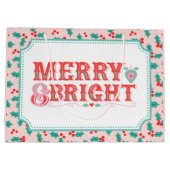 メリー明るい | ピンクと赤のホリー ラージペーパーバッグ (裏面)