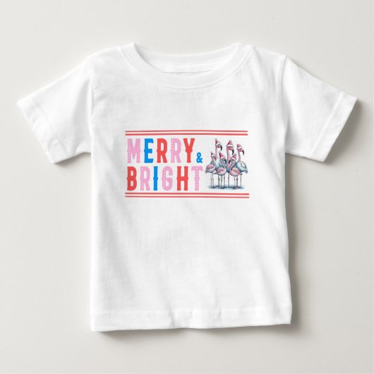 メリー明るい、メリークリスマス ベビーTシャツ (正面)
