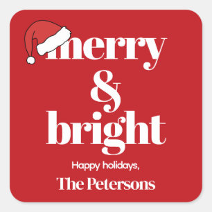 メリー明るい   モダンお洒落クリスマス スクエアシール