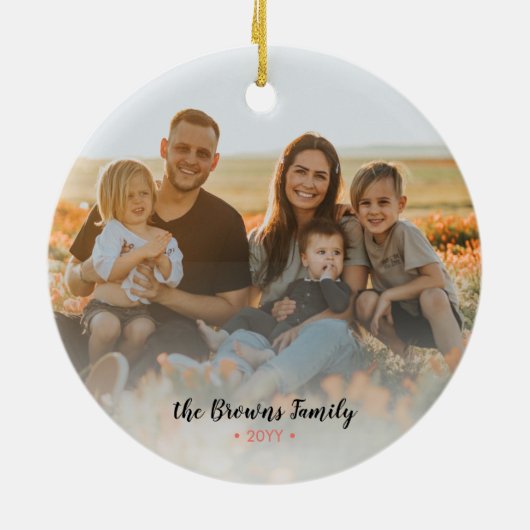 メリー明るい |モダンクリスマスフォトオーナメント セラミックオーナメント (裏面)