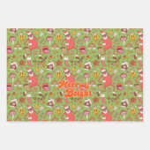 メリー明るい | レトロカラフルクリスマスホリデイ ラッピングペーパーシート (正面)