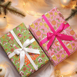 メリー明るい | レトロカラフルクリスマスホリデイ ラッピングペーパーシート