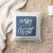 メリー明るい |名前をカスタムする |青い雪 クッション (ブランケット)