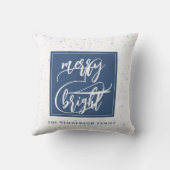 メリー明るい |名前をカスタムする |青い雪 クッション (裏面)