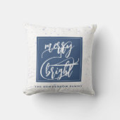メリー明るい |名前をカスタムする |青い雪 クッション (正面)