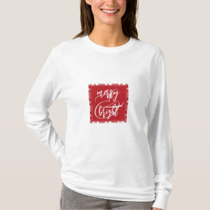 メリー明るい 背面の名前をカスタムする 赤い格子縞 Tシャツ
