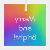 「メリー明るい！」 虹のグラデーション ガラスオーナメント (裏面)