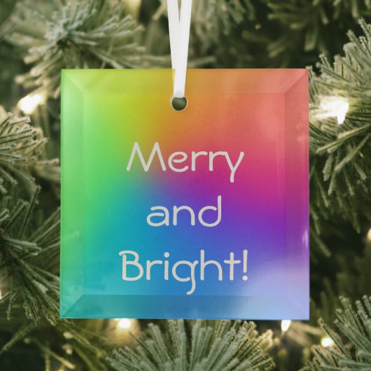 「メリー明るい！」 虹のグラデーション ガラスオーナメント (インサイチュ)