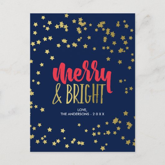 メリー明るい | 金ゴールドフェイク星 シーズンポストカード (正面)