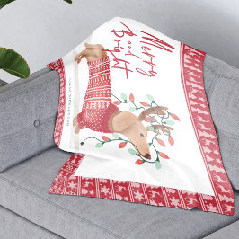 メリー明るい | Dachshund Dogクリスマスセーター フリースブランケット