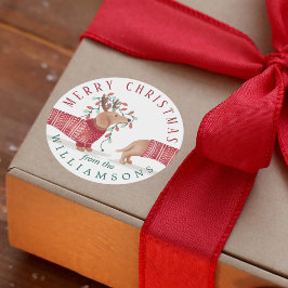 メリー明るい | Dachshund Dogクリスマスセーター ラウンドシール