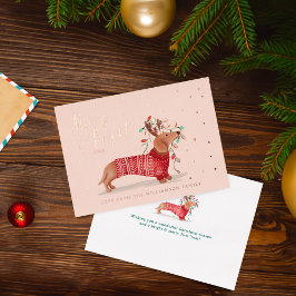 メリー明るい | Dachshund Dogクリスマスセーター 箔シーズンカード