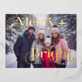 メリー明モダンるい1ミニマル枚の写真カラフル 箔シーズンポストカード (正面)